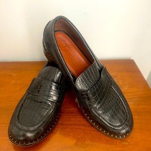 No. 6 Store Leather Loafer in Black Croc Leather